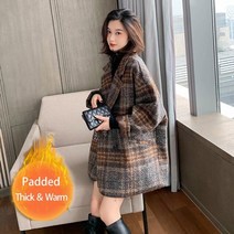 벨라 철학 겨울 한국 외투 여성 빈티지 모직 느슨한 코트 여성 더블 브레스트 턴 다운 칼라 외투