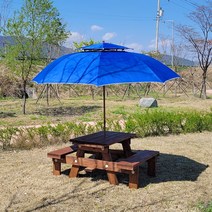 올리브가구 등평 분리형 야외원목테이블 카페테이블 피크닉테이블 탁자 야외평상 바베큐그릴 파라솔, 대형파라솔 특대형 (2700), 녹색