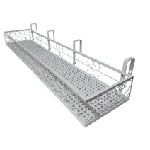 모칸도 베란다 화분걸이 난간 화분걸이대 (고층 직각형 120x25cm) 난간용 고리 4개, 02.화분걸이대(직각형/120x25)_화이트