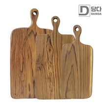 (약재로 사용되는) 티크 나무-사각 손잡이 도마 소 중 대, 티크 나무-사각 손잡이 도마 소 (40x17x2cm)