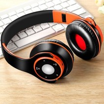 samsung iphone ipad 스마트폰 pc tv 노트북 태블릿 오디오와 호환되는 마이크가 있는 블루투스 5.0 스테레오 헤드폰, 협력사, 오렌지