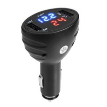 차량용 시거잭 USB 전압계 전류계 전압 측정기 3in1 12v24v 자동차 디지털, 검은색