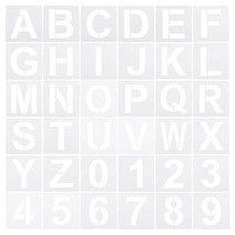 PATIKIL 15.2cm(6인치) 글자 숫자 스텐실 36팩 17.8cm(7인치) 너비 재사용 가능한 플라스틱 알파벳 템플릿 세트 페인팅용 화이트, 2 Inch
