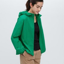 유니클로 포켓터블 UV컷 파카 풀집업 후드 자켓 그린