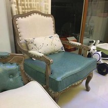 미국 거실 패브릭 가죽 앤틱 소파 유럽 침실 의자 프랑스 클래식 쇼파 1인용, . + AW.그레이 그린 패치 베이지 린넨
