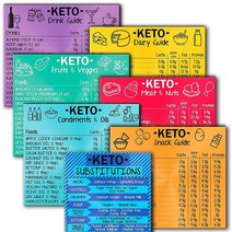 C & S Keto 치트 시트 자석 - 7개의 케토제닉 다이어트 냉장고 자석 세트 지방 순탄수화물 단백질 포함 - 유제품 고기 과일 채소 등을 위한 퀵 가이드 냉장고 자