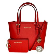Michael Kors Jet Set Travel XS Carryall 컨버터블 탑 지퍼 토트백 SM TZ 동전 주머니 및 지갑 후크 포함 시그니처 Mk 블랙 골드 119839