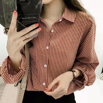가오리핏 2컬러 여성 데일리 체크셔츠 남방 롱셔츠 짝꿍닷컴 블라우스