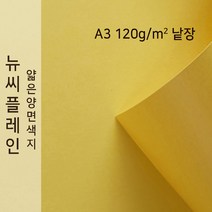 뉴씨플레인 종이문화 얇은 양면색지 120g A3 낱장 1매 No.43 노랑색, 1장