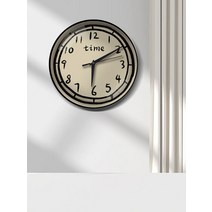 타임 라운드 일러스트시계 모던 빈티지 스타일, 10인치메탈 블랙 프레임 라이트 그린