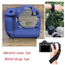 카메라 케이스 캐논 EOS R3 용 고무 실리콘 케이스 카메라 가방 보호 쉘 프로텍터 커버 초경량 손목 스, 02 Blue with strap