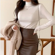퍼니걸스 5525 데일리 베이직 무지 목폴라 티셔츠 여성의류