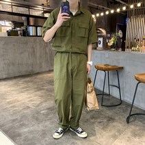 Makone 남자점프수트 여름 반팔 작업복 수트형 세트남성
