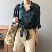 디애이치 버킷 리본 매듭 블라우스