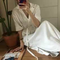 여성 롱 원피스 여름 봄원피스 셔츠원피스 키큰여자 하객 결혼식 화이트 흰색원피스