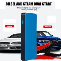 대형 화물차 배터리점프 시동스타터 10000mah 자동차 전원 은행 12v 400a 자동 비상 부스터 시작 장치 3.0l 가솔린용 손전등, 검은색