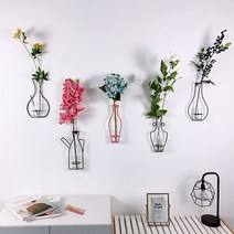 [투썬빌리지] 컬러 포인트 벽걸이 화병 3color(14type) - 조화 10style, C물병(블랙)