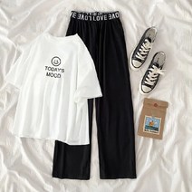 CIUUC 그물 레드 아동복 여름 반팔 티셔츠 넓은 다리 바지 한국 여자 투피스 여름 드레스 소녀 어린이 정장 조수