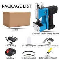 588vf 전기 재봉틀 휴대용 자동 포장 농업 섬유 산업 짠 가방 미니 씰링 기계 오버록, 우리 플러그 1 배터리