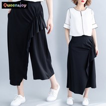 퀸앤조이 미녀77 프릴버튼 랩스타일 8부 여름팬츠