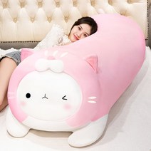귀여운 동물 바디필로우 긴 베개 몰랑이 안고 자는 베개 대형 고양이 쿠션 롱 바디필로우, 핑크고양이