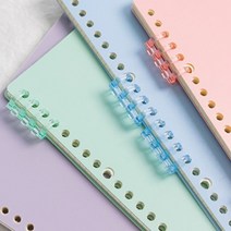 셀프 제본 4구 투명 컬러 4공 똑딱 링 책 스프링 미니 메모지 단어장 카드 수첩 만들기 클립퍼 철 펀치 코일 플라스틱 칼라, 색상, 녹색