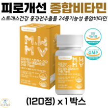 뉴트리커먼 홍경천추출물 남성 여성 종합비타민 24중 기능성 스트레스 피로 개선 비타민 B군 D C 아연 셀렌 활력 에너지 멀티 종합 비타민 영양제 식약처 인정 건강기능식품 120정, 1박스
