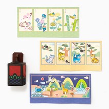 민화샵 전통 책 미니 병풍 만들기 사군자 십장생 호작도 전통 만들기 꾸미기 전통병풍만들기세트 설날만들기 새해병풍만들기 초등미술재료 집콕놀이키트, 전통 병풍-호작도