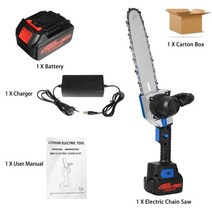 [해외]3000W 10inch 전기 전기 톱 브래킷 무선 전기 톱 나무 커터 절단기 목공 도구 388VF 배터리, 협동사, 파란색 1 배터리, 유럽 ​​연합