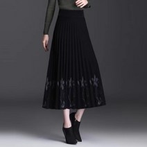 퍼 니트 미디 스커트 미디스커트