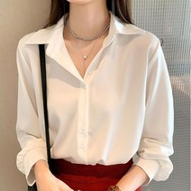 부드러운 가을 쉬폰 셔츠블라우스 무지 여행룩 여성블라우스 회사원 면접룩 데일리
