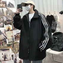 Z3JC 봄가을 멋스러운 점퍼 루즈핏 하프 후드 남성 트렌치코트