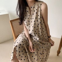 결혼식 하객룩 원피스 Han Fan 우아한 물방울 무늬 기질 느슨한 롱 드레스