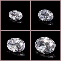 Noir 투명 큐빅 지르코니아 스톤 파츠, 오벌 8x10mm (2개), 1개