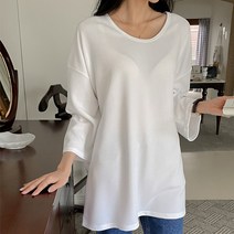 [오버나인] 여성 라벨 박스 링클프리 오버핏 티