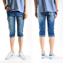 올진 BL810 롤업 7부 스티치 남성 청반바지