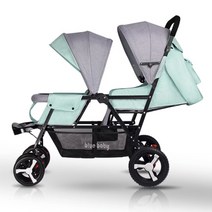쌍둥이 아기 카트 가벼운 접이식 2인용 아기 bb 유모차, 그린
