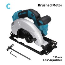 직소기 Drillpro-Makita 18V 배터리 사용 다기능 전기 원형톱 190mm 190mm 전동 공구 집진 통로 톱 절단기, 2.C Brushed 190mm