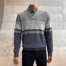 인디안 울 캐시미어 혼방 남방 에리 V넥 레이어드 이중에리 컬러배색 한기장 패턴 니트 MITBPXWA151 04