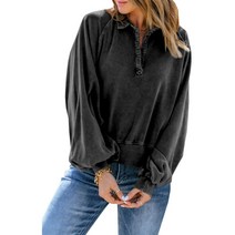 ANKRIC 오버핏 후드티 2022 가을/겨울 재킷 여성의 느슨한 긴 소매 녹색 염색 V-Neck 터틀넥 착용