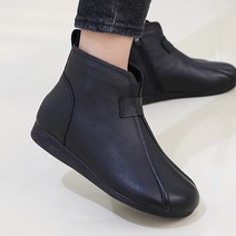 제이슈 기모안감 컨텍 천연소가죽 플랫 앵클부츠 2.5cm