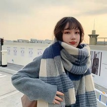 캐시미어머플러 크리스마스선물 커플 목도리 남자 여자 스카프 격자 무늬 부드럽고 따뜻한 캐시미어 파시미