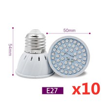 10 개/몫 Phyto Led GU10 수경 성장 빛 E27 전구 MR16 전체 스펙트럼, 01 E27