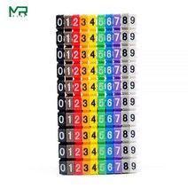 100PCS 0-9 1.5mm2-6mm2 컬러 아랍어 숫자 M 유형 고양이 6 클립 케이블 와이어 마커 0-9 라벨 튜브 케이블 마커, 100PCS Number 1, M-1 2.5mm