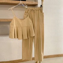퍼니걸스 6631 나시 뷔스티에 탑 주름 와이드 팬츠 세트룩
