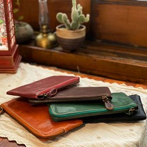 지퍼 슬림 소가죽 장지갑 (5color)