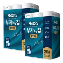 모나리자 부자되는 집 벨벳데코3겹 롤화장지 두루마리, 2팩, 60롤
