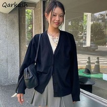 여성가디건 카디건 여성 v목 우아한 싱글 브레스트 Femme 간단한 부드러운 클래식 봄 일본 스타일 스웨터 점퍼 매일 세련된 빈티지