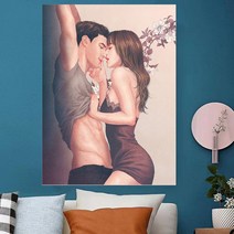 태피스트리 벽걸이천 로만 쉐이드 거실벽 침실 장식천, 러브커플3 가로 0.75 m x 세로 1