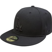 New Era MLB 블랙 온 59FIFTY 피티드 캡 4416860367, 7 5/8, Los Angeles Dodgers